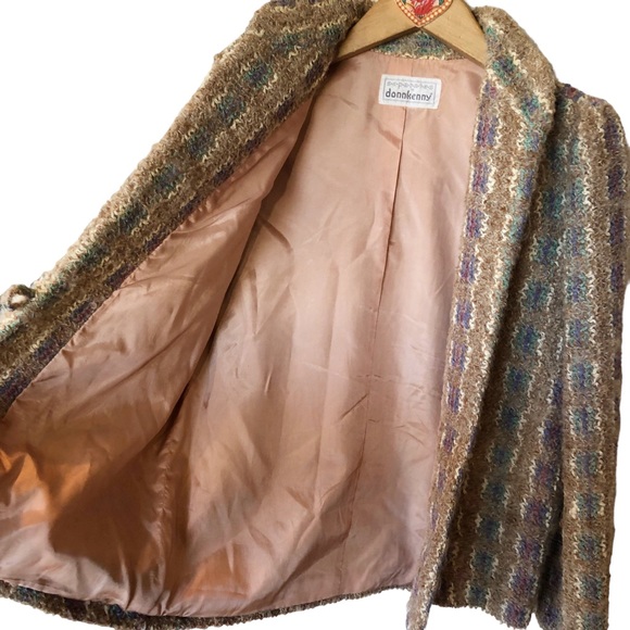 VTG DonnKenny Separates Lambswool Blend Woven Knit Sweater Coat 8/M Neut… - Picture 10 of 14